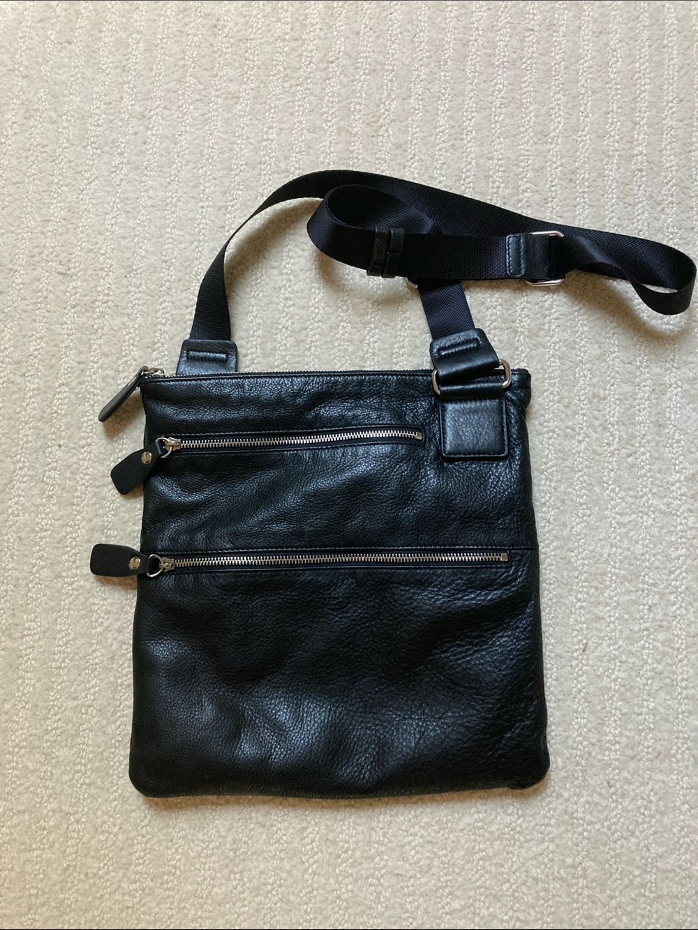 margot Black Crossbody Bag with Dual Zip Pockets